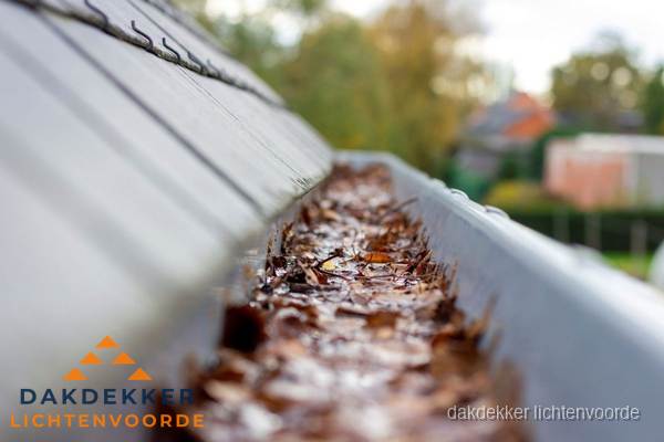 Verstopte dakgoot met bladeren schoonmaken in Lichtenvoorde Verstopte dakgoot met bladeren schoonmaken in Lichtenvoorde
